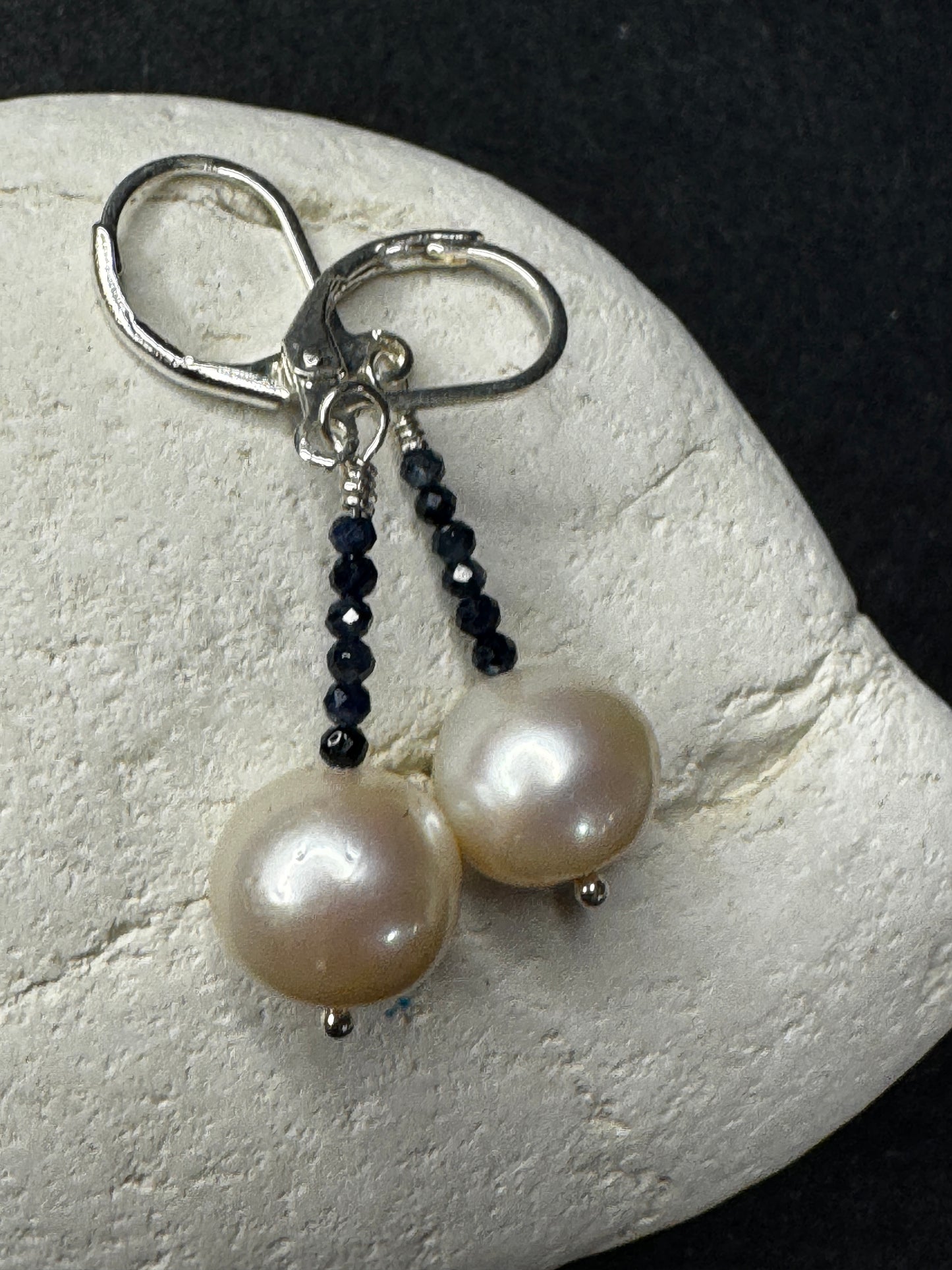 Pearl & Sapphire Drop Earrings