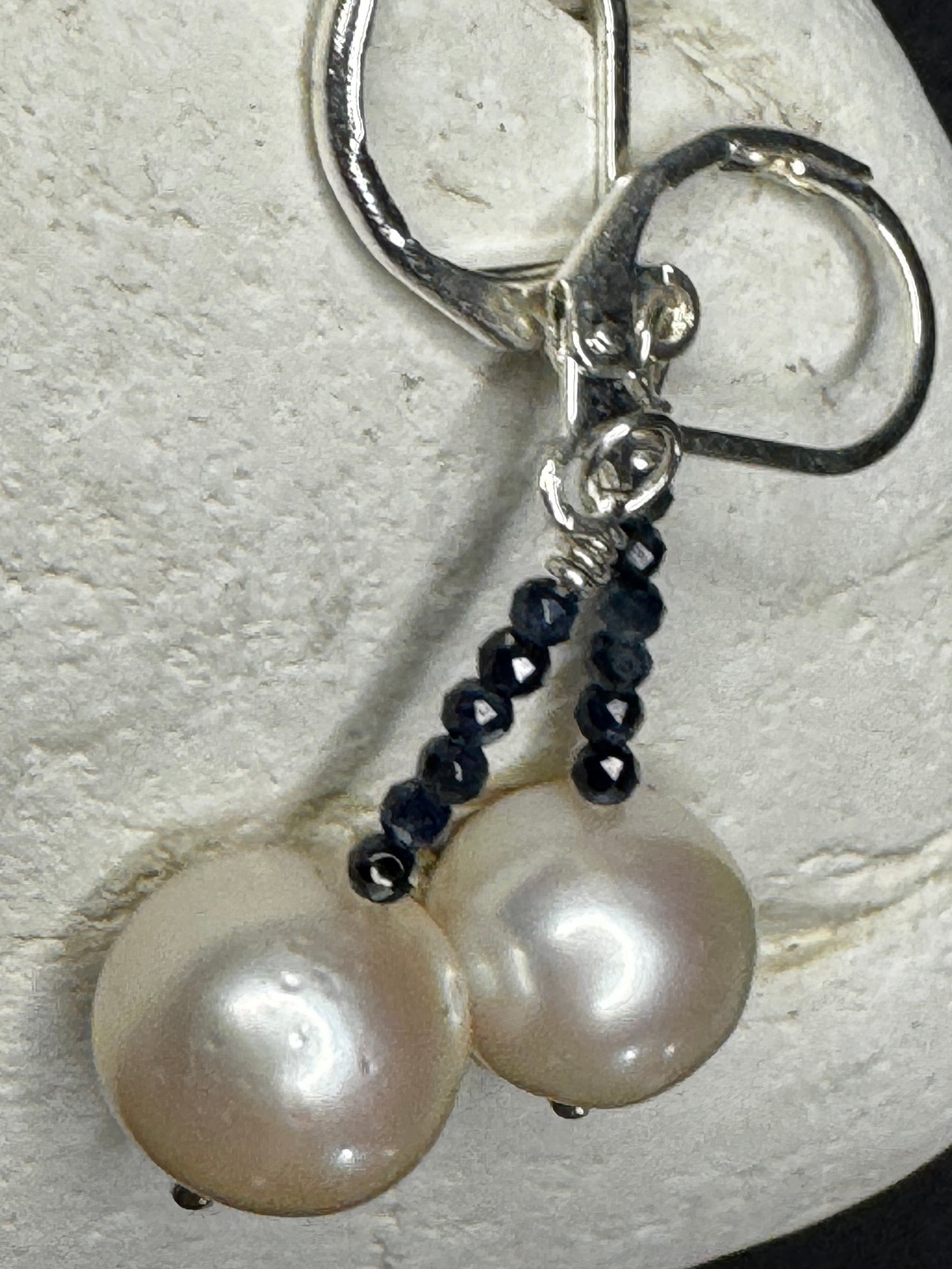 Pearl & Sapphire Drop Earrings