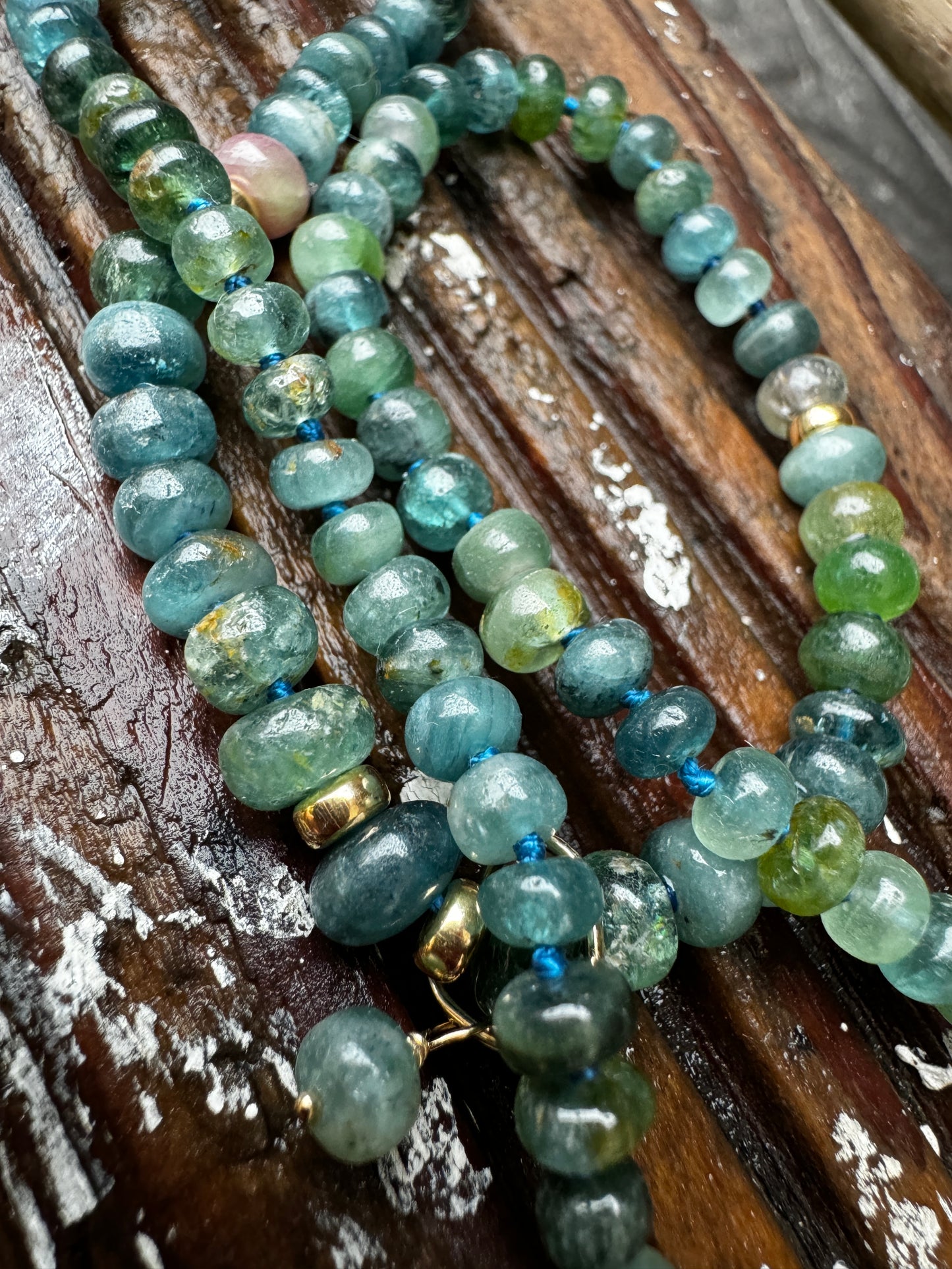 Indicolite Tourmaline Hand Knotted Necklace