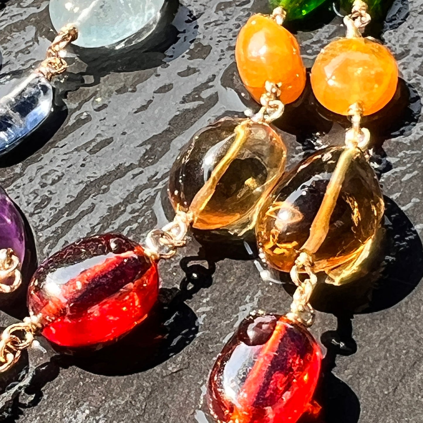 Rainbow Jewels Gemstone Station Necklace