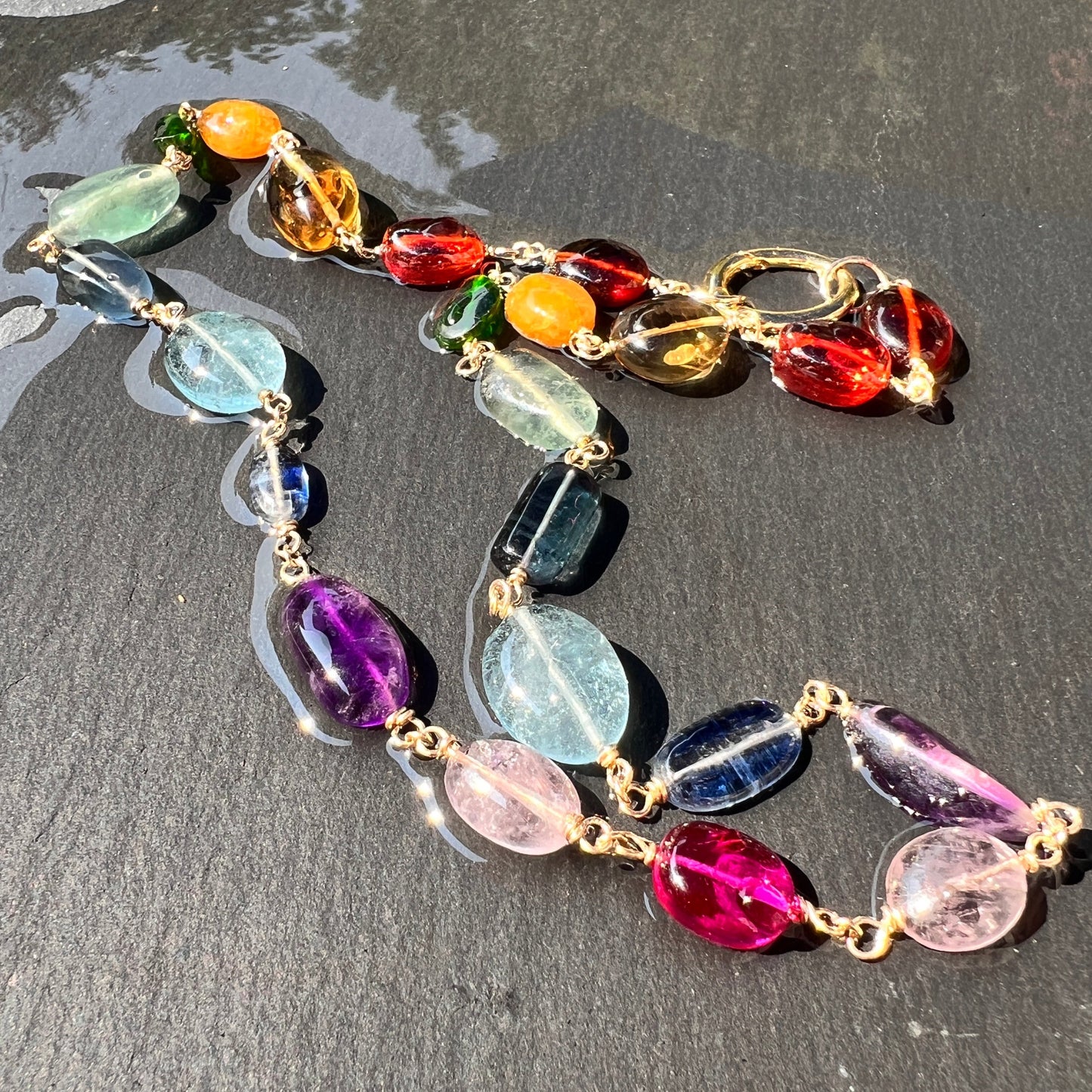 Rainbow Jewels Gemstone Station Necklace