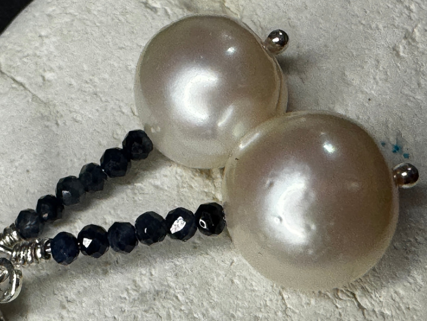 Pearl & Sapphire Drop Earrings
