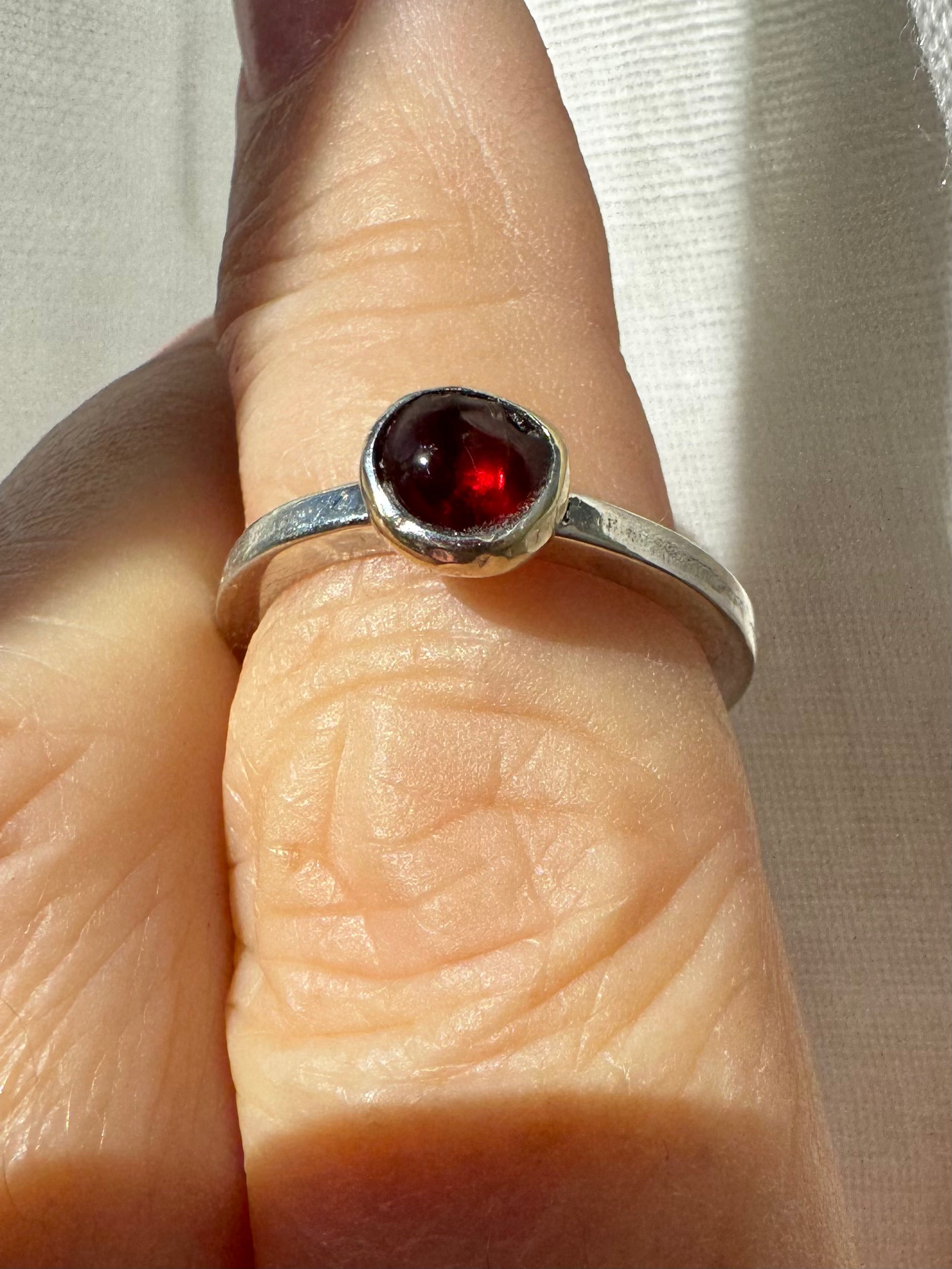 Spinel Stacking Ring, colorful cabochon gemstones set in mixed Silver and 14k Gold