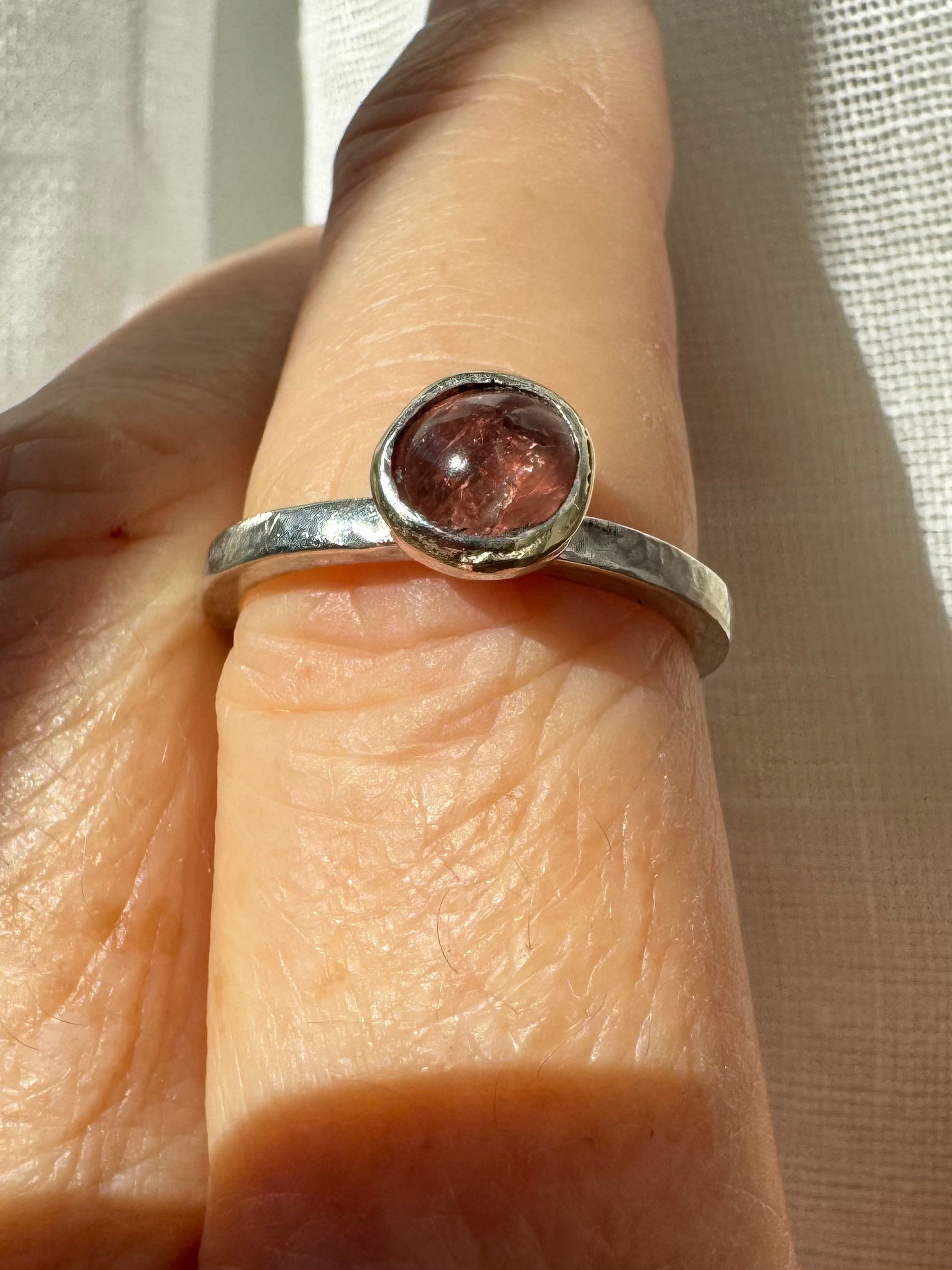 Spinel Stacking Ring, colorful cabochon gemstones set in mixed Silver and 14k Gold